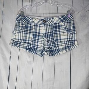 Aeropostale Stretch Plaid Blue and White Women's Y2K  Shorts